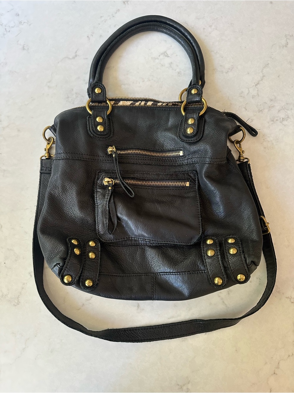 Linea Pelle Dylan Tote Crossover Shoulder Bag Excellent Condition